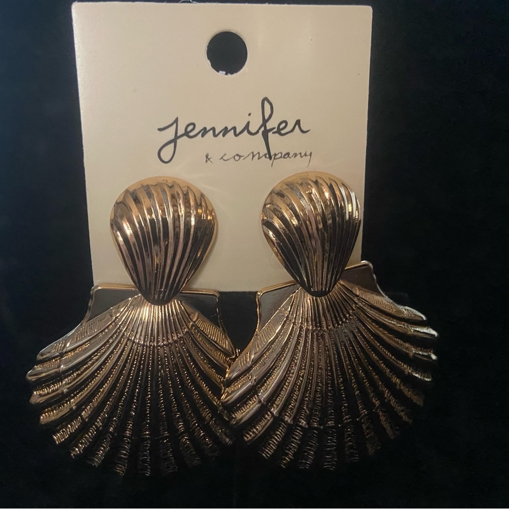 Gold Shell Shaped Statement Earrings